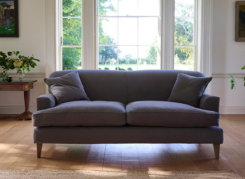 2 Linton 3 Seater Sofa in Romo Linara Steeple Grey